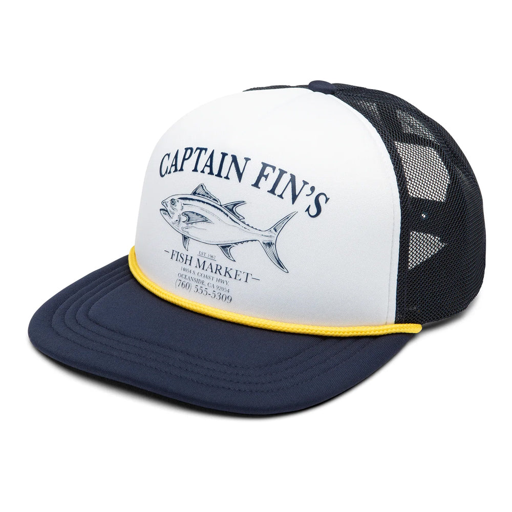 Captain Fin Co - Fish Market Trucker Cap - White/Navy – Satorial