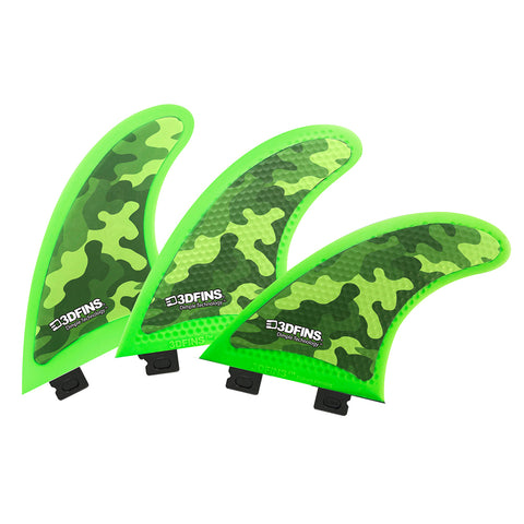 3D Fins - All Rounder Thruster - Soft - Green Camo (FCS1/FCS2/CatchSurf/Futures)